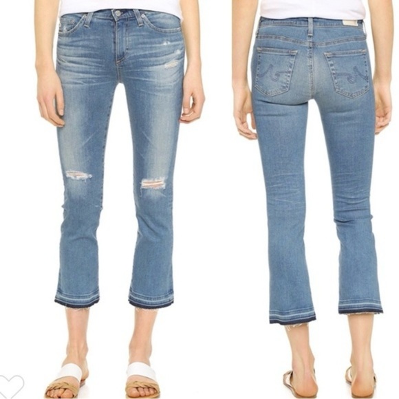 AG The Jodie High Rise Slim Flare Distressed Crop Jeans Size 26 - Picture 2 of 8
